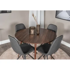 Plaza Rundt Spisestue Sæt - Sort og Natur