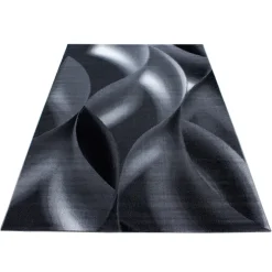 Plus Kortluvet tæppe Abstrakt Bølge - Sort