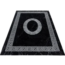 Plus Kortluvet tæppe Meander - Sort