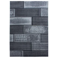 Plus Kortluvet tæppe Sten - Sort