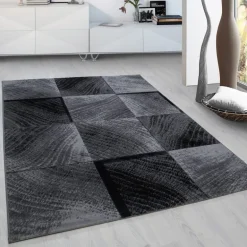 Plus Kortluvet tæppe Ternet - Sort