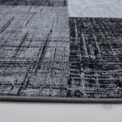 Plus Kortluvet Tæppeløber Abstrakt Ternet - Sort