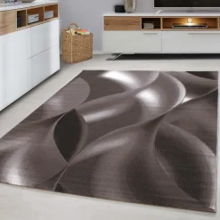 Plus Kortluvet Tæppeløber Abstrakt Bølge - Brun