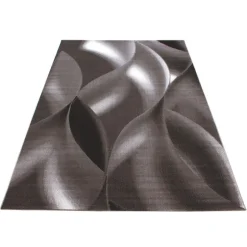 Plus Kortluvet Tæppeløber Abstrakt Bølge - Brun