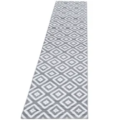Plus Kortluvet Tæppeløber Geometrisk - Grå