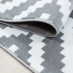 Plus Kortluvet Tæppeløber Geometrisk - Grå