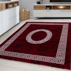 Plus Kortluvet Tæppeløber Meander - Rød