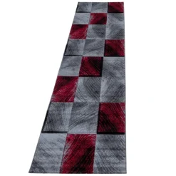 Plus Kortluvet Tæppeløber Ternet - Rød