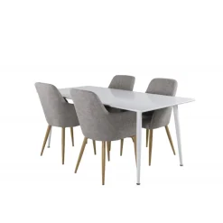 Polar Rundt Spisebordssæt - Lysegrå, Natur og Hvid