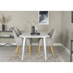 Polar Rundt Spisebordssæt - Lysegrå, Natur og Hvid