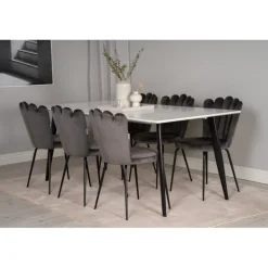 Polar Spisebord 180x90 cm - Hvid med sorte ben