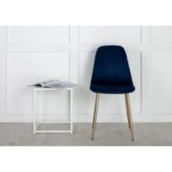 Polar Spisebordsstol - Blå velour med Messingben