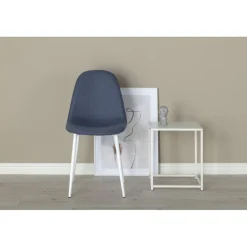 Polar Spisebordsstol - Blå stof og Hvid ben