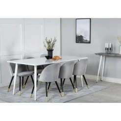 Polar t Spisebordssæt - Sort, Messing, Lysegrå og Hvid