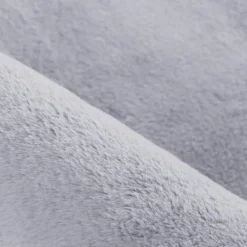 Pouffy Rund Shaggy tæppe Ensfarvet - Sølv