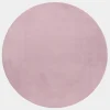 Pouffy Rund Shaggy tæppe Ensfarvet - Rosa