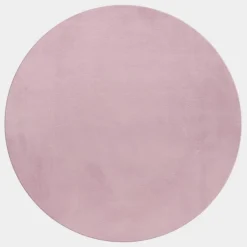 Pouffy Rund Shaggy tæppe Ensfarvet - Rosa