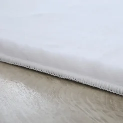 Pouffy Rund Shaggy tæppe Ensfarvet - Hvid