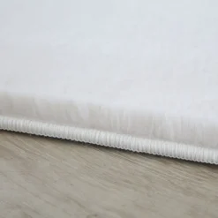 Pouffy Rund Shaggy tæppe Ensfarvet - Creme