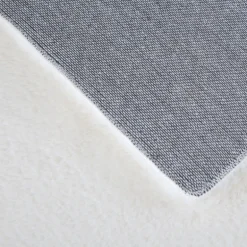 Pouffy Rund Shaggy tæppe Ensfarvet - Creme