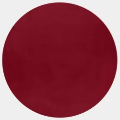 Pouffy Rund Shaggy tæppe Ensfarvet - Rød