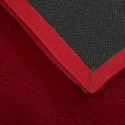 Pouffy Rund Shaggy tæppe Ensfarvet - Rød