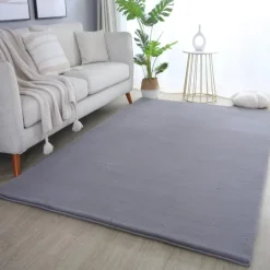 Pouffy Shaggy tæppe Ensfarvet - Grå