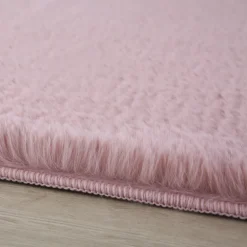 Pouffy Shaggy tæppe Ensfarvet - Rosa