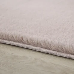 Pouffy Shaggy tæppe Ensfarvet - Beige