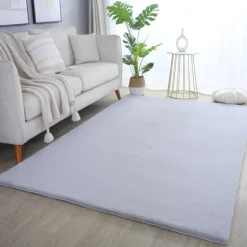 Pouffy Shaggy Tæppeløber Ensfarvet - Sølv