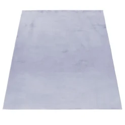 Pouffy Shaggy Tæppeløber Ensfarvet - Sølv