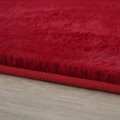 Pouffy Shaggy Tæppeløber Ensfarvet - Rød