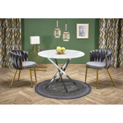 RAYMOND 2 bord, Hvid marmor / sølv