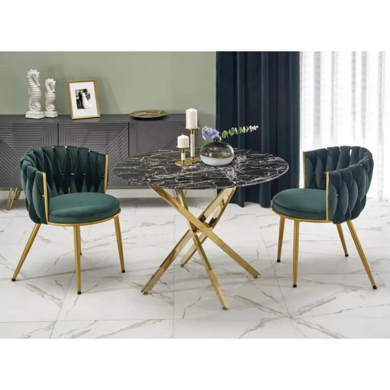 RAYMOND 2 bord, Sort marmor / guld