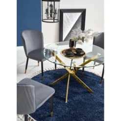 RAYMOND bord, - glas - transparent, ben - guld