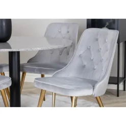 Razzia Rundt Spisebordssæt - Sort, Messing og Lysegrå