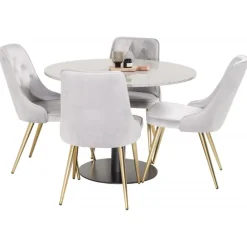 Razzia Rundt Spisebordssæt - Sort, Messing og Lysegrå