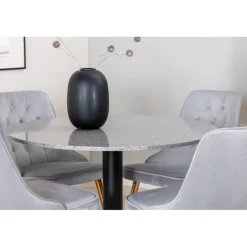 Razzia Rundt Spisebordssæt - Sort, Messing og Lysegrå