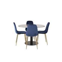 Razzia Rundt Spisebordssæt - Sort, Blå og Messing