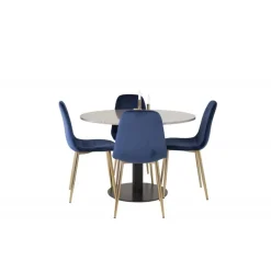 Razzia Rundt Spisebordssæt - Sort, Blå og Messing