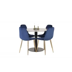 Razzia Rundt Spisebordssæt - Sort, Blå og Messing