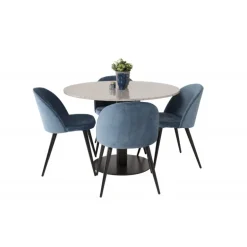 Razzia Rundt Spisebordssæt - Sort, Blå og Hvid