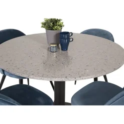 Razzia Rundt Spisebordssæt - Sort, Blå og Hvid