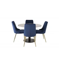 Razzia Rundt Spisebordssæt - Sort, Blå og Messing