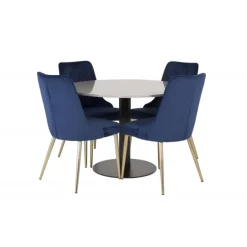 Razzia Rundt Spisebordssæt - Sort, Blå og Messing