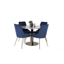 Razzia Rundt Spisebordssæt - Sort, Blå og Messing