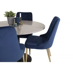 Razzia Rundt Spisebordssæt - Sort, Blå og Messing