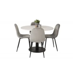 Razzia Rundt Spisebordssæt - Sort, Lysegrå og Hvid