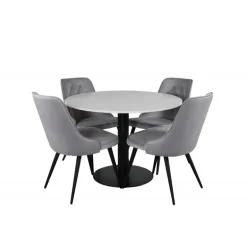 Razzia Rundt Spisebordssæt - Sort, Lysegrå og Hvid