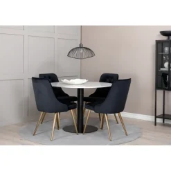 Razzia Rundt Spisebordssæt - Sort, Messing og Hvid